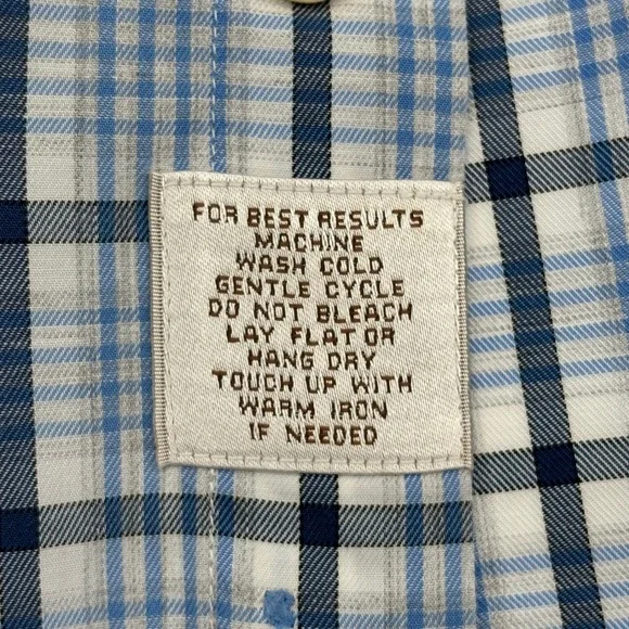 Peter Millar Men's Medium Blue Plaid Check Button Down Long Sleeve Shirt Crown - Picture 8 of 10